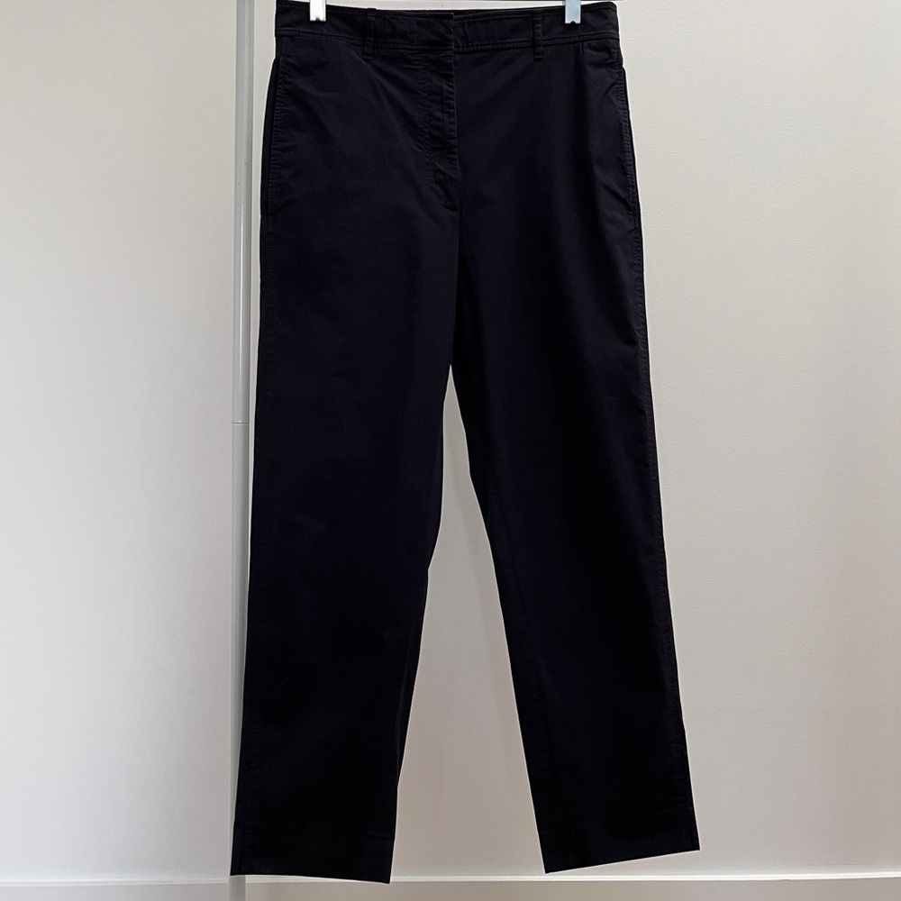 COS straight cropped pants 6 navy slim taper trouser pant timeless old money